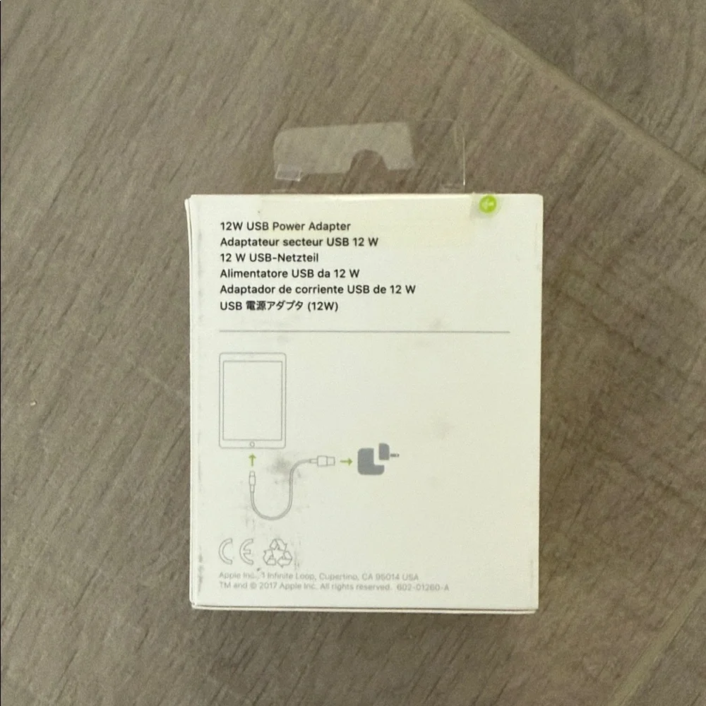 New in box Apple White USB 12W Power Adapter